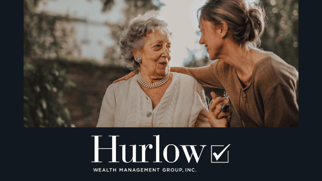 Elderly woman with her daughter sitting outside